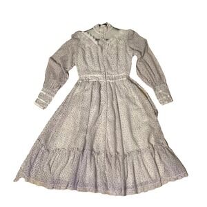 Vtg Gunne Sax Dress Floral Lace 70s Victorian Cottagecore Prairie Maxi size 9